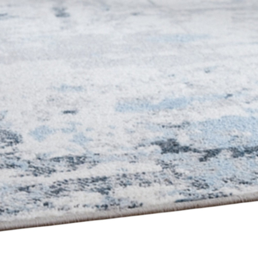 Ashley Tony 8 x 10 Large Area Rug | Blue White Machine Woven Abstract Pattern