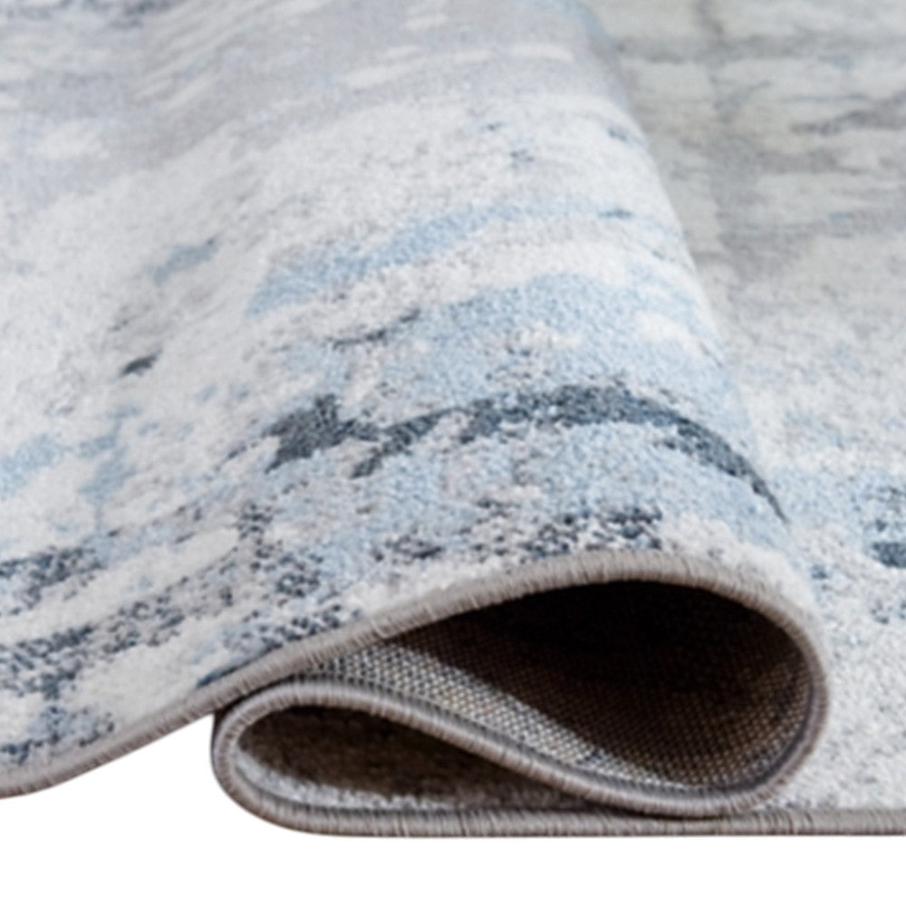 Ashley Tony 8 x 10 Large Area Rug | Blue White Machine Woven Abstract Pattern BM327814