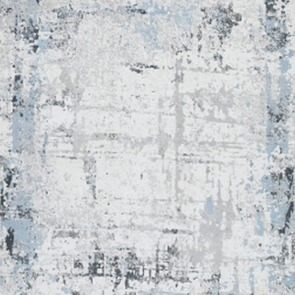 Ashley Tony 8 x 10 Large Area Rug | Blue White Machine Woven Abstract Pattern BM327814