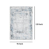 Ashley Tony 8 x 10 Large Area Rug | Blue White Machine Woven Abstract Pattern BM327814