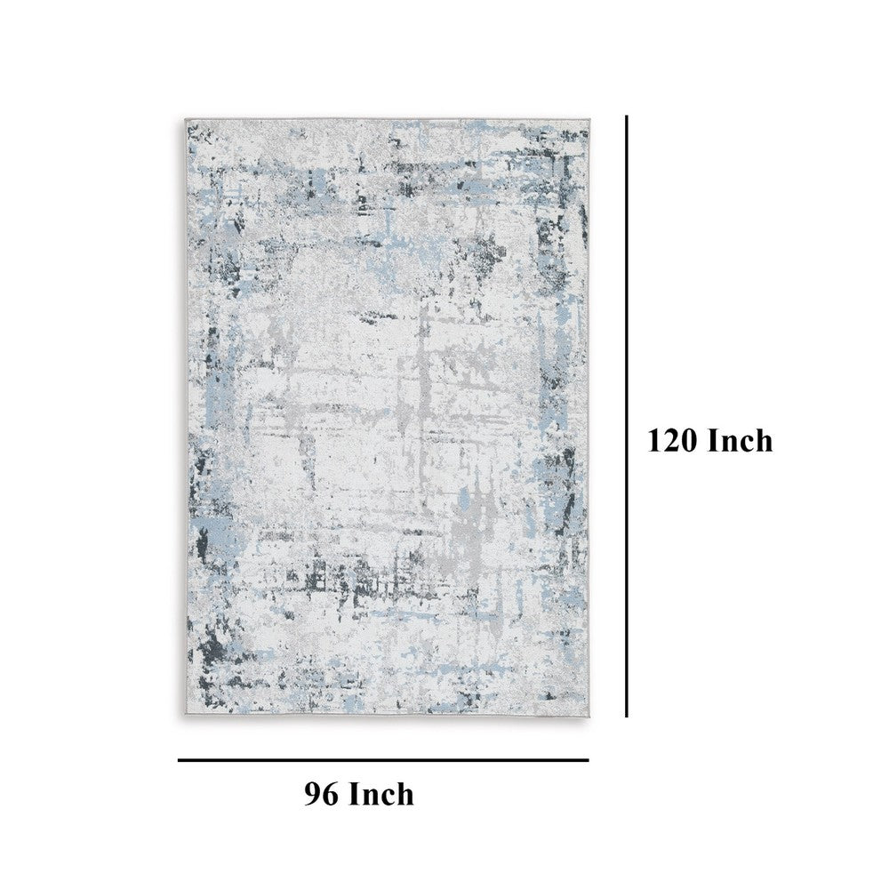 Ashley Tony 8 x 10 Large Area Rug | Blue White Machine Woven Abstract Pattern