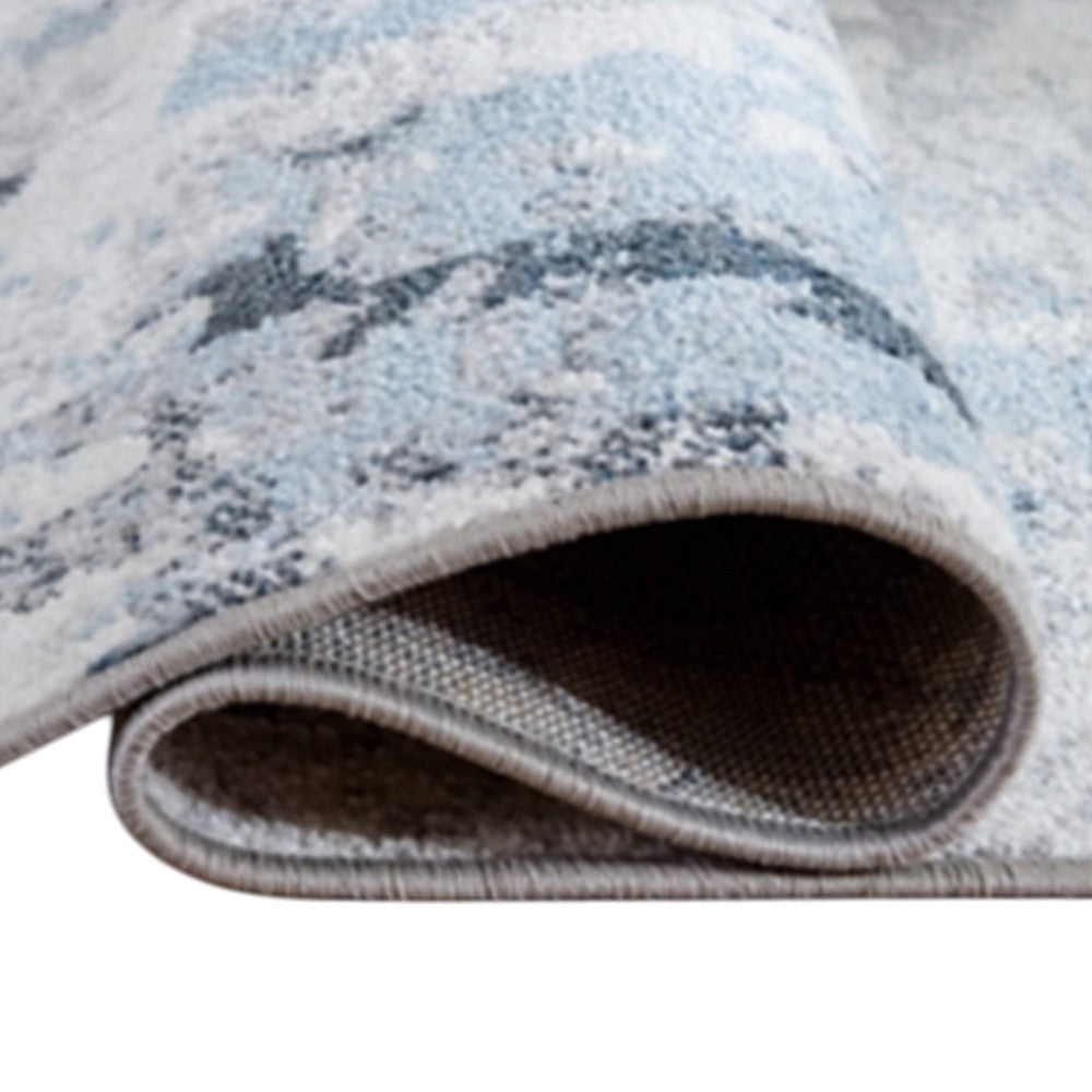 Ashley Tony 5 x 7 Medium Area Rug | Blue White Machine Woven Abstract Pattern BM327815