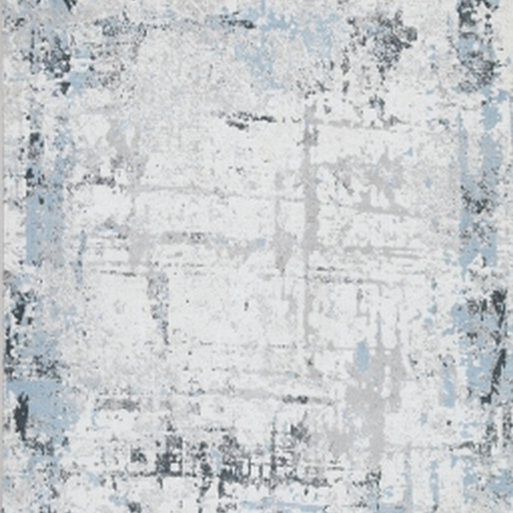 Ashley Tony 5 x 7 Medium Area Rug | Blue White Machine Woven Abstract Pattern BM327815