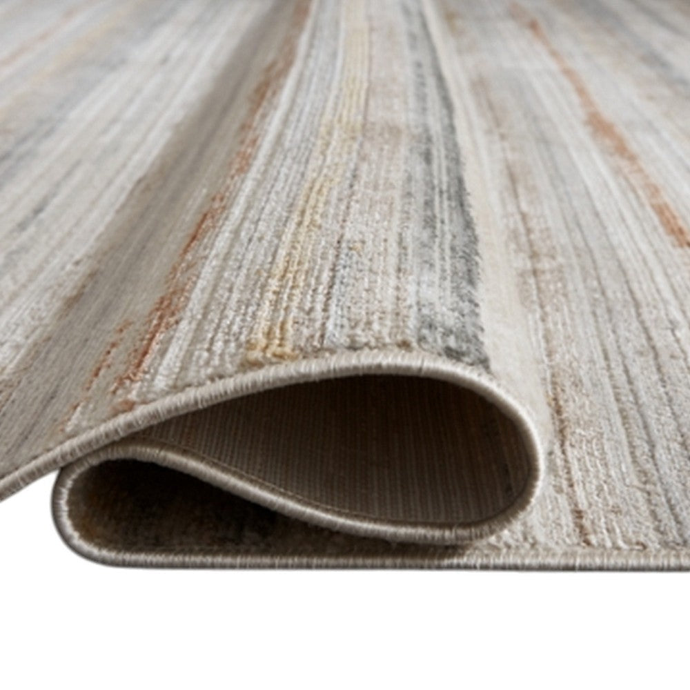 Ashley Neyo 8 x 10 Large Area Rug | Machine Woven White Brown Striped Pattern BM327816