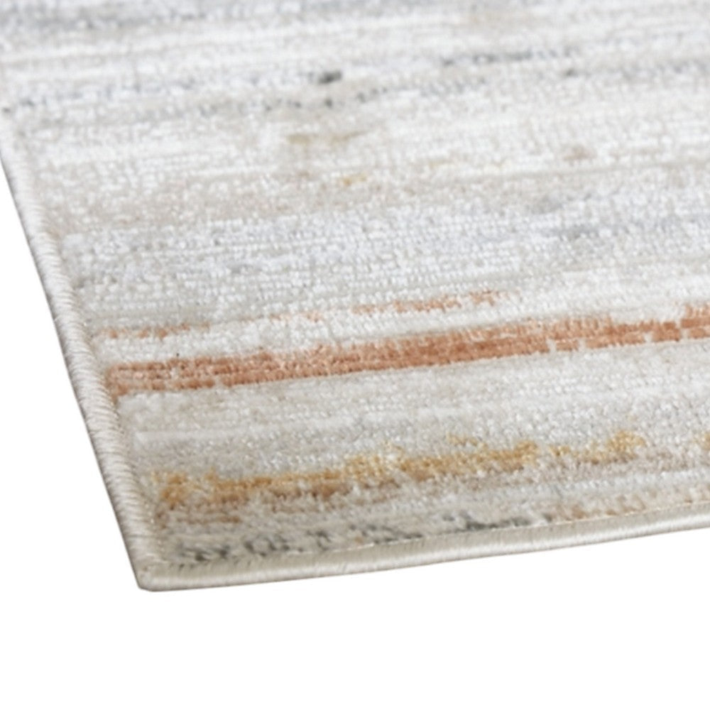 Ashley Neyo 8 x 10 Large Area Rug | Machine Woven White Brown Striped Pattern BM327816