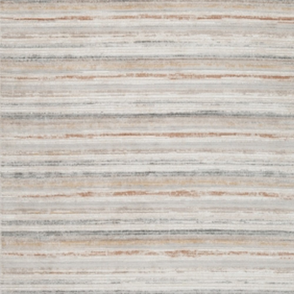 Ashley Neyo 8 x 10 Large Area Rug | Machine Woven White Brown Striped Pattern BM327816