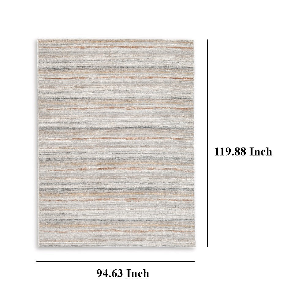 Ashley Neyo 8 x 10 Large Area Rug | Machine Woven White Brown Striped Pattern BM327816