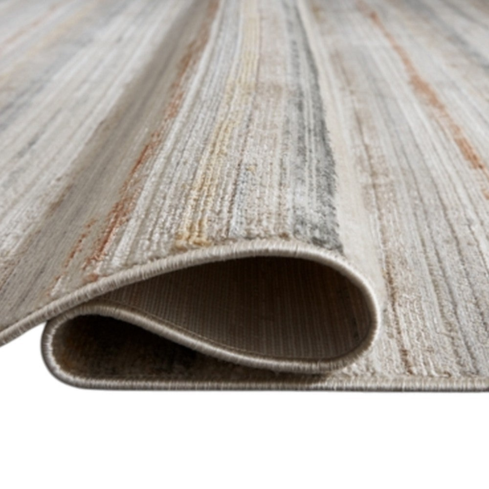 Ashley Neyo 5 x 7 Medium Area Rug | Machine Woven White Brown Striped Pattern BM327817