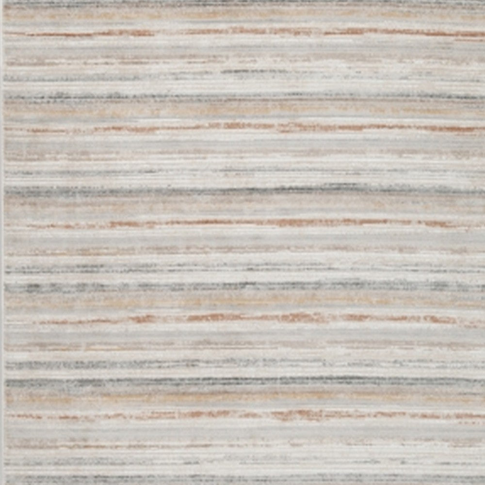 Ashley Neyo 5 x 7 Medium Area Rug | Machine Woven White Brown Striped Pattern
