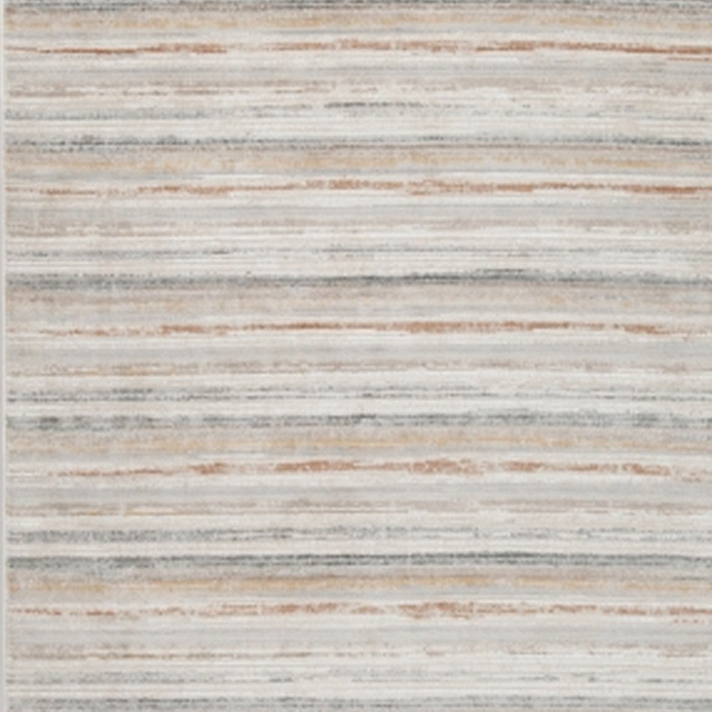 Ashley Neyo 5 x 7 Medium Area Rug | Machine Woven White Brown Striped Pattern BM327817