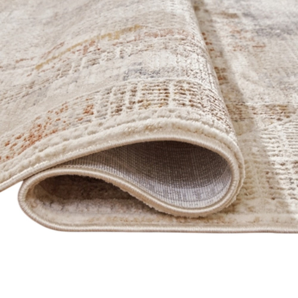 Ashley Nery 8 x 10 Large Area Rug | White Brown Classic Medallion Pattern BM327818