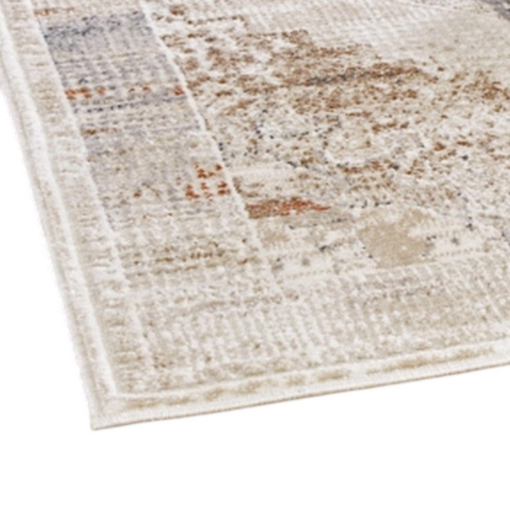 Ashley Nery 8 x 10 Large Area Rug | White Brown Classic Medallion Pattern BM327818