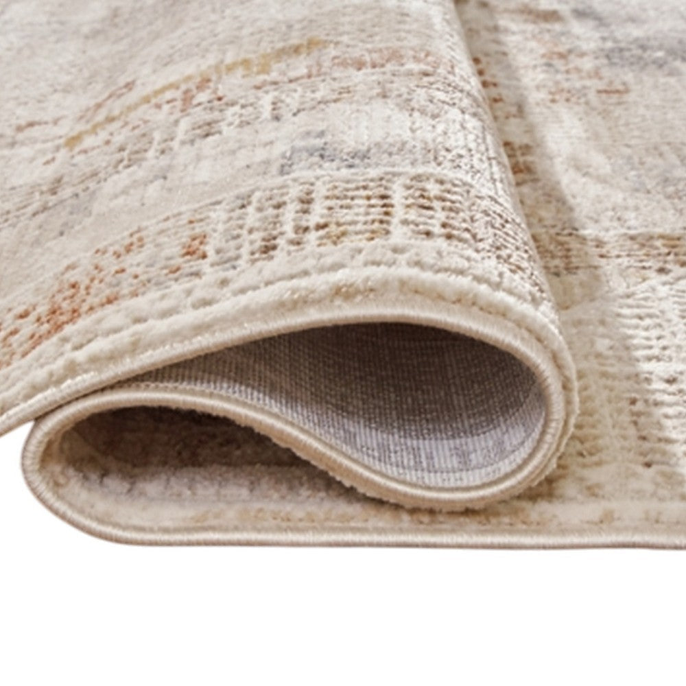 Ashley Nery 5 x 7 Medium Area Rug | White Brown Classic Medallion Pattern BM327819