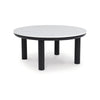 Ashley Dae 3pc Coffee and End Table Set | Round White Faux Marble | Black BM327824