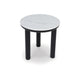 Ashley Dae 3pc Coffee and End Table Set | Round White Faux Marble | Black BM327824