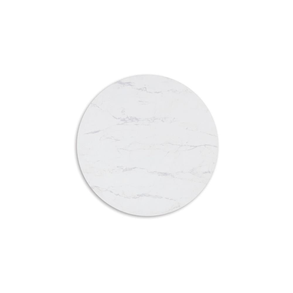 Ashley Dae 3pc Coffee and End Table Set | Round White Faux Marble | Black BM327824