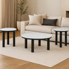 Ashley Dae 3pc Coffee and End Table Set | Round White Faux Marble | Black