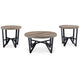 Ashley Hya 3pc Coffee and End Table Set | Brown Wood Round | Black Angular BM327826