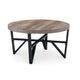 Ashley Hya 3pc Coffee and End Table Set | Brown Wood Round | Black Angular BM327826