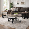 Ashley Hya 3pc Coffee and End Table Set | Brown Wood Round | Black Angular