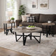 Ashley Hya 3pc Coffee and End Table Set | Brown Wood Round | Black Angular