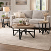 Ashley Hya 3pc Coffee and End Table Set | Brown Wood Round | Black Angular