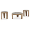 Ashley Hena 3pc Coffee and End Table Set | Round Gray Faux Cement | Brown BM327827