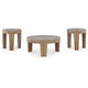 Ashley Hena 3pc Coffee and End Table Set | Round Gray Faux Cement | Brown BM327827