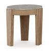 Ashley Hena 3pc Coffee and End Table Set | Round Gray Faux Cement | Brown BM327827