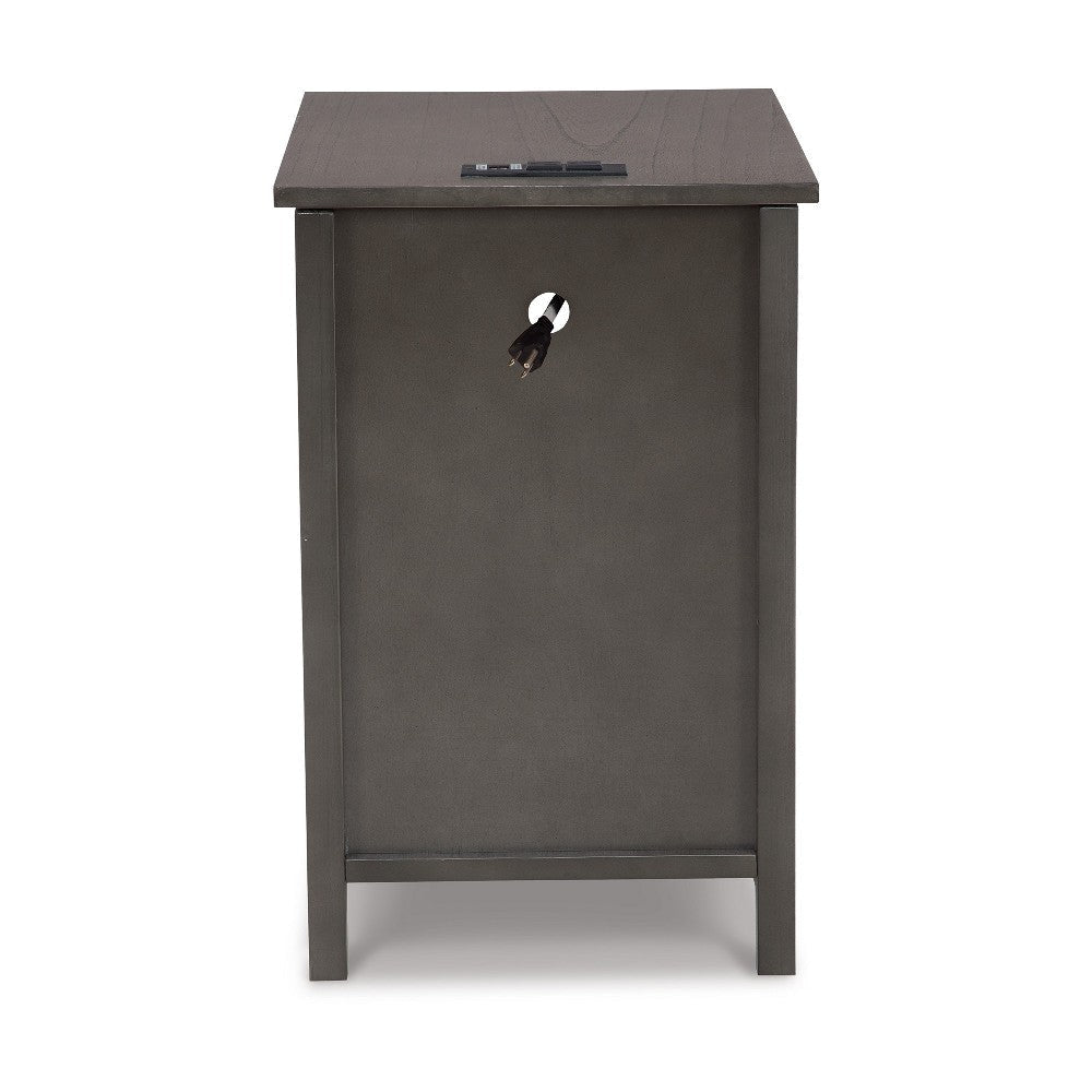 Ashley Gena Side End Table | Shelf and Pull Out Tray | Gray Solid Wood 24’’ BM327831