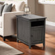 Ashley Gena Side End Table | Shelf and Pull Out Tray | Gray Solid Wood 24"