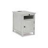 Ashley Gena Side End Table | Shelf and Pull Out Tray | White Solid Wood 24"