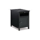 Ashley Gena Side End Table | Shelf and Pull Out Tray | Black Solid Wood 24"