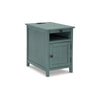 Ashley Gena Side End Table | Shelf and Pull Out Tray | Teal Solid Wood 24"