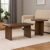 Ashley Medy 2pc Coffee and End Table Set | Wide Geometric Base Texture Brown