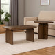 Ashley Medy 2pc Coffee and End Table Set | Wide Geometric Base Texture Brown