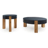 Ashley Moy 2pc Coffee and End Table Set | Round Black Solid Wood Textured Top BM327840