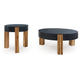Ashley Moy 2pc Coffee and End Table Set | Round Black Solid Wood Textured Top BM327840