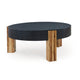 Ashley Moy 2pc Coffee and End Table Set | Round Black Solid Wood Textured Top BM327840