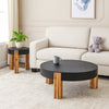 Ashley Moy 2pc Coffee and End Table Set | Round Black Solid Wood Textured Top BM327840