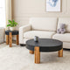Ashley Moy 2pc Coffee and End Table Set | Round Black Solid Wood Textured Top BM327840