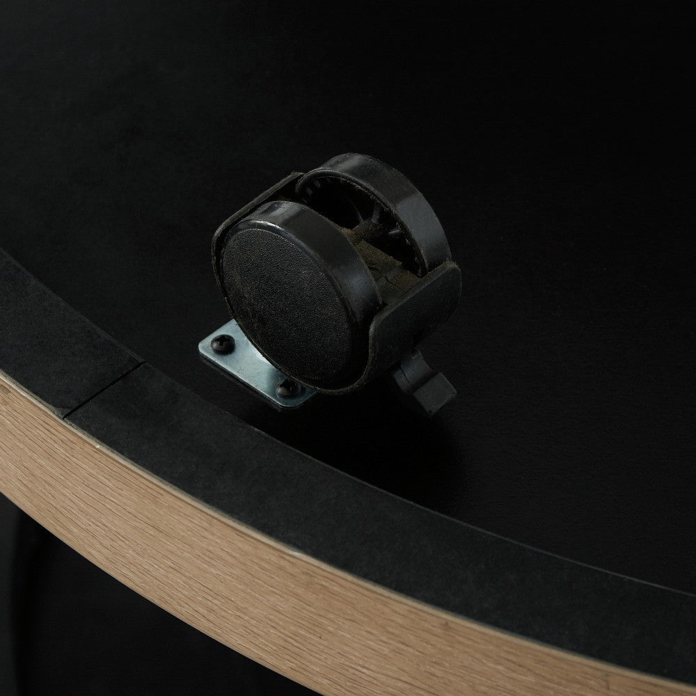 Ashley Hein 3pc Coffee n End Table Set | Gray Round Top w Shelf and Wheels BM327841