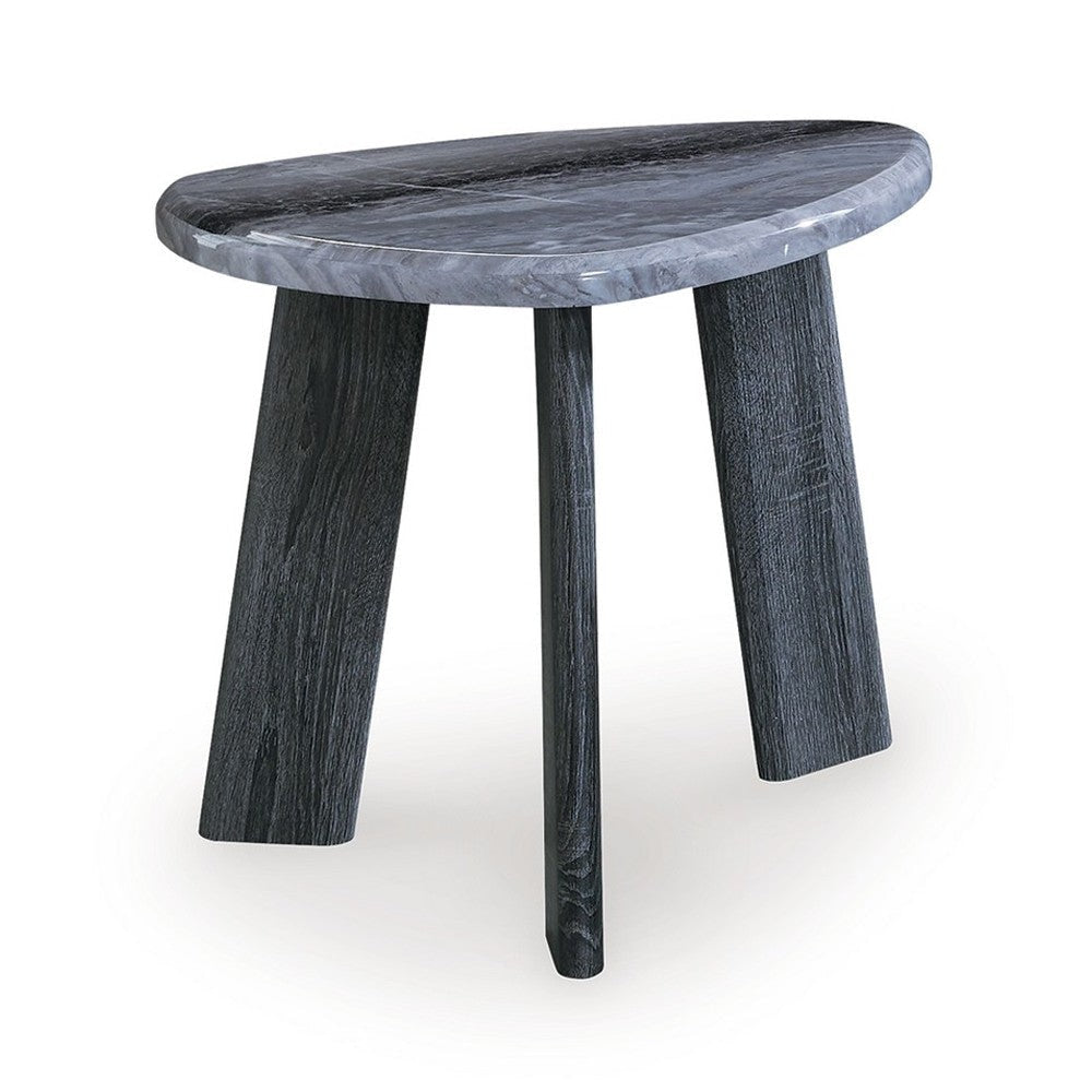 Ashley Bey 3pc Coffee n Table Set | Gray Faux Marble | Geometric Panel Base BM327842