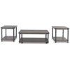 Ashley Jeni 3pc Coffee and End Table Set | Shelf | Wheels | Gray Black Metal BM327843