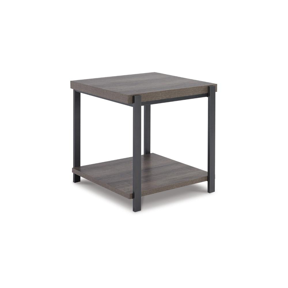 Ashley Jeni 3pc Coffee and End Table Set | Shelf | Wheels | Gray Black Metal BM327843