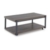 Ashley Jeni 3pc Coffee and End Table Set | Shelf | Wheels | Gray Black Metal BM327843