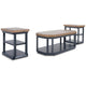 Ashley Docken 3pc Coffee n End Table Set | Shelf | Wheels | Dark Blue Slate BM327845