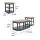 Ashley Docken 3pc Coffee n End Table Set | Shelf | Wheels | Dark Blue Slate BM327845