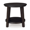 Ashley Liu Side End Table w Bottom Shelf | 26’’ Round Cherry Brown Plank Top BM327847
