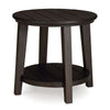 Ashley Liu Side End Table w Bottom Shelf | 26’’ Round Cherry Brown Plank Top BM327847